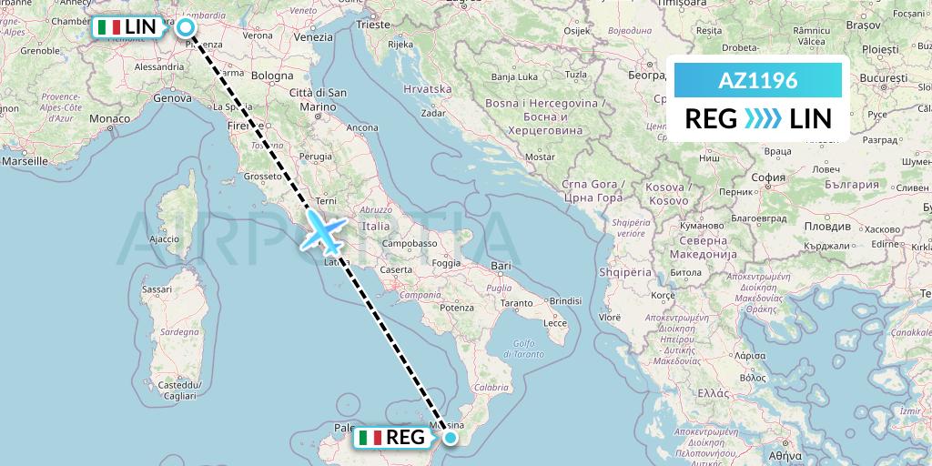 AZ1196 ITA Airways Flight Map: Reggio Calabria to Milan