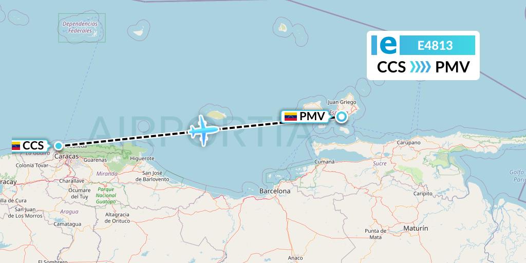 E4813 Estelar Latinoamerica C.A. Flight Map: Caracas to Porlamar