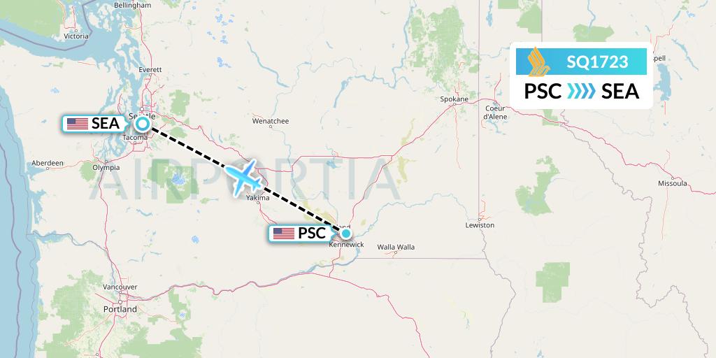 SQ1723 Singapore Airlines Flight Map: Pasco to Seattle