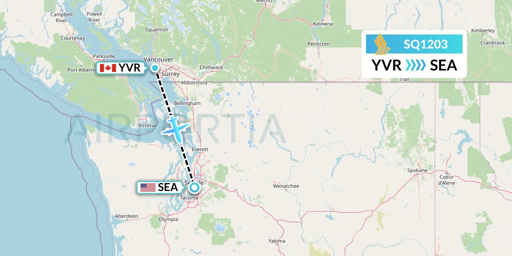 SQ1203 Singapore Airlines Flight Map: Vancouver to Seattle