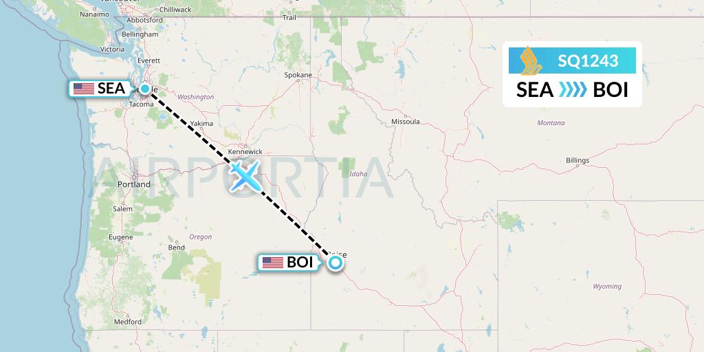 SQ1243 Singapore Airlines Flight Map: Seattle to Boise