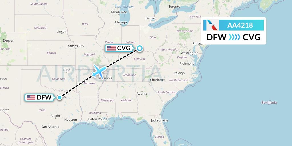 AA4218 American Airlines Flight Map: Dallas to Cincinnati