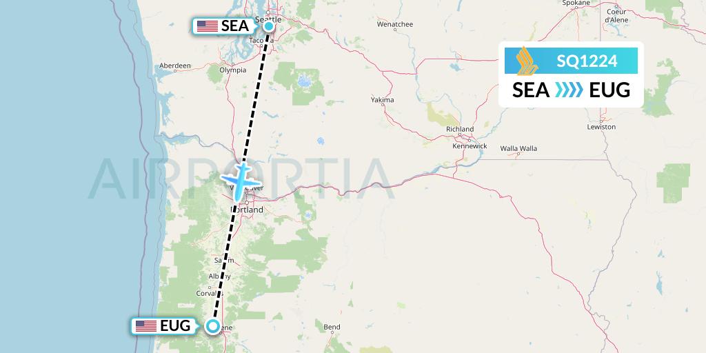 SQ1224 Singapore Airlines Flight Map: Seattle to Eugene