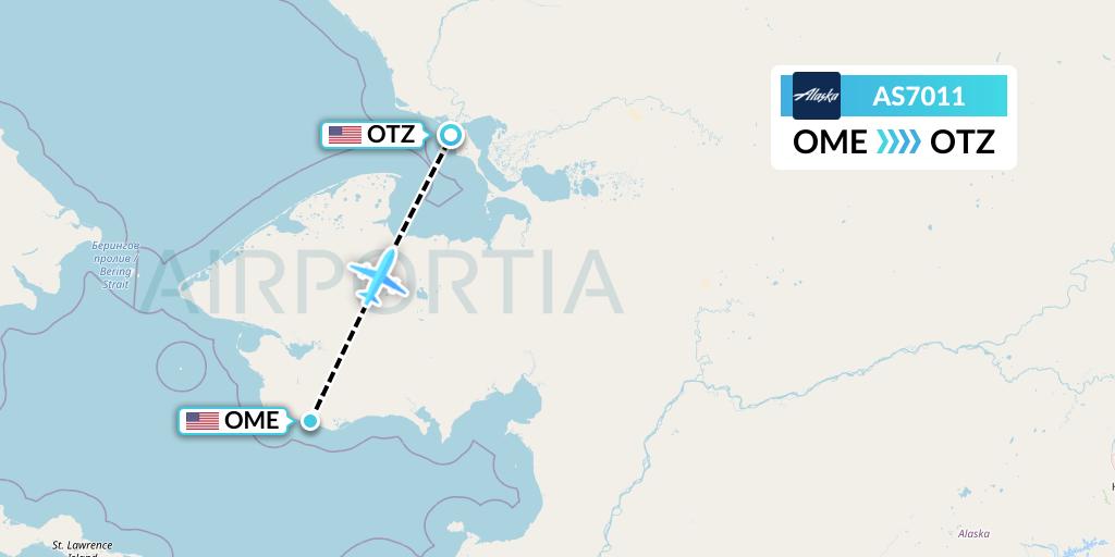 AS7011 Alaska Airlines Flight Map: Nome to Kotzebue