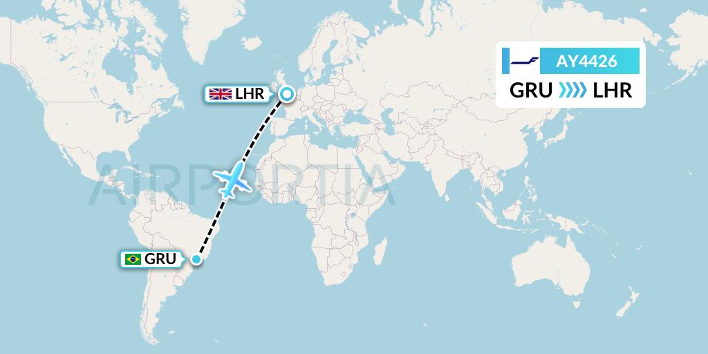 AY4426 Finnair Flight Map: Sao Paulo to London