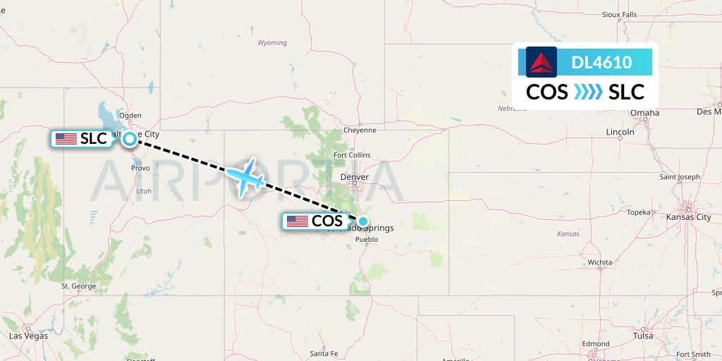 DL4610 Delta Air Lines Flight Map: Colorado Springs to Salt Lake City