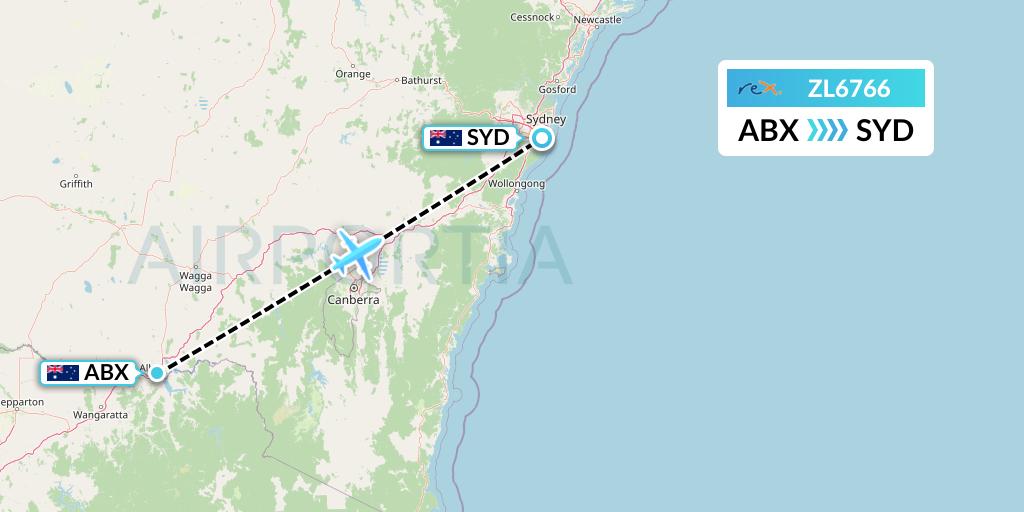 ZL6766 Regional Express Flight Map: Albury to Sydney