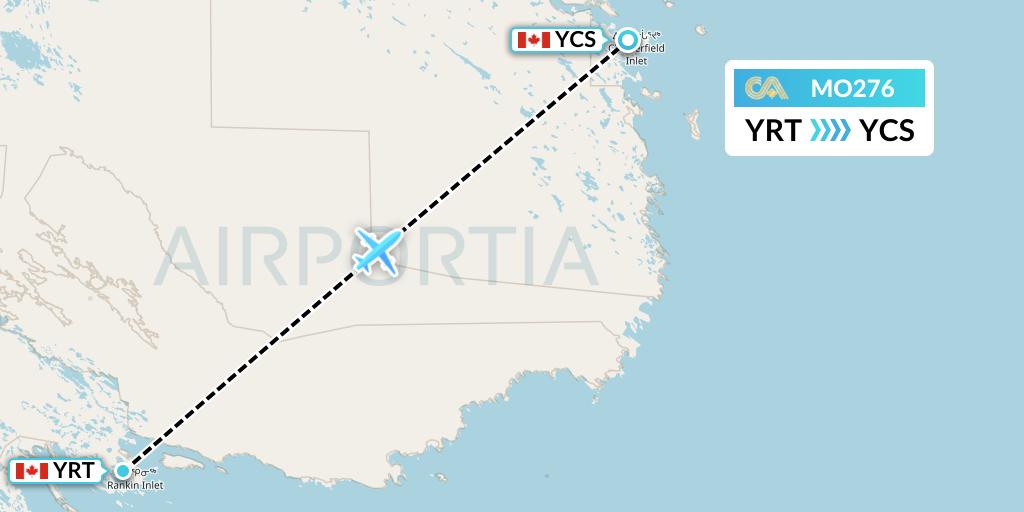 MO276 Calm Air Flight Map: Rankin Inlet to Chesterfield Inlet