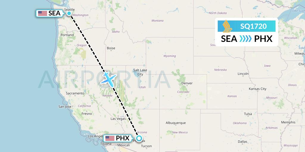 SQ1720 Singapore Airlines Flight Map: Seattle to Phoenix