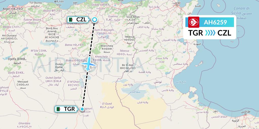 AH6259 Air Algerie Flight Map: Touggourt to Constantine