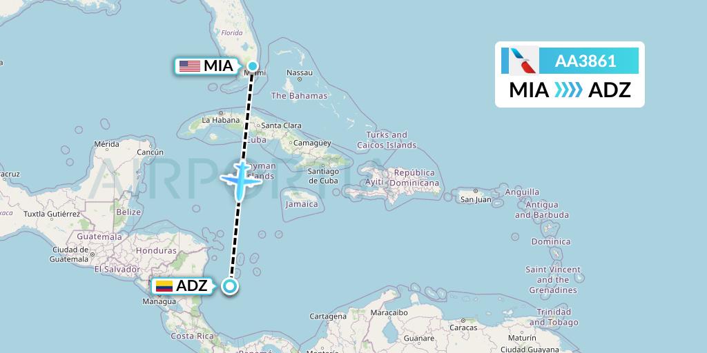 AA3861 Flight Status American Airlines Miami to San Andres Island