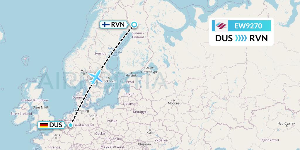 EW9270 Eurowings Flight Map: Dusseldorf to Rovaniemi