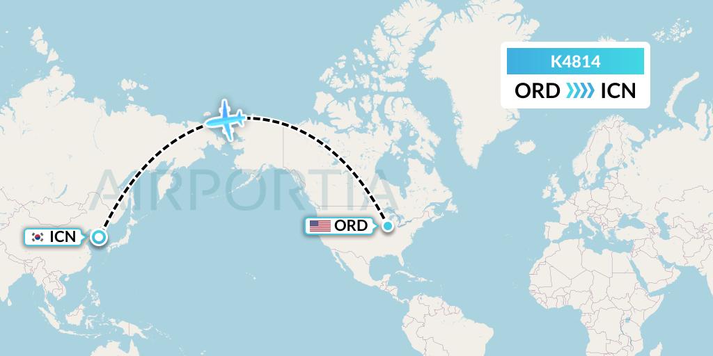 K4814 Kalitta Air Flight Map: Chicago to Seoul