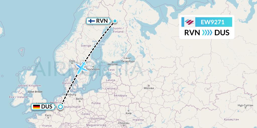 EW9271 Eurowings Flight Map: Rovaniemi to Dusseldorf