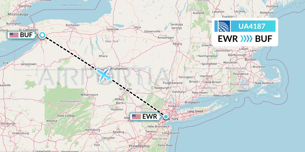 UA4187 United Airlines Flight Map: New York to Buffalo