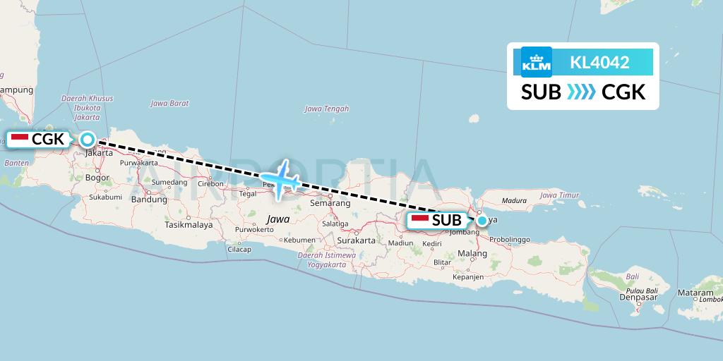 KL4042 KLM Flight Map: Surabaya to Jakarta
