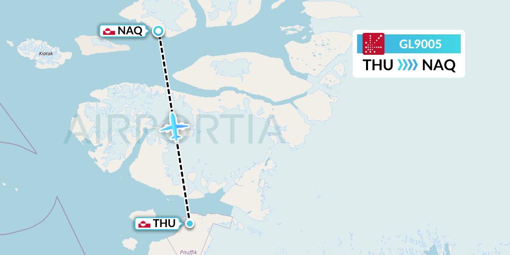 GL9005 Air Greenland Flight Map: Pituffik to Qaanaaq