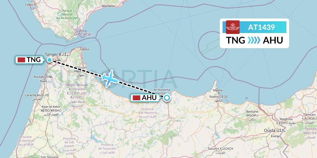 AT1439 Royal Air Maroc Flight Map: Tangier to Al Hoceima