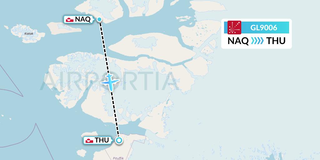 GL9006 Air Greenland Flight Map: Qaanaaq to Pituffik