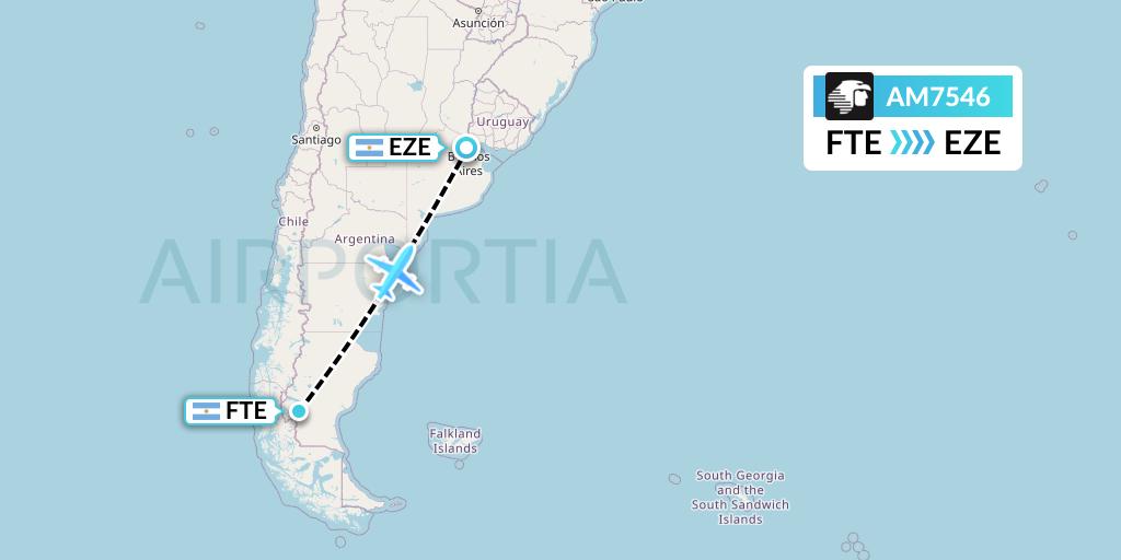 AM7546 Aeromexico Flight Map: El Calafate to Buenos Aires