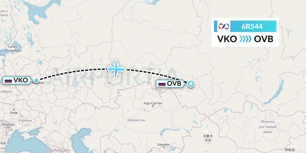 6R544 Alrosa Flight Map: Moscow to Novosibirsk