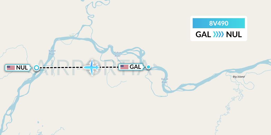 8V490 Wright Air Service Flight Map: Galena to Nulato