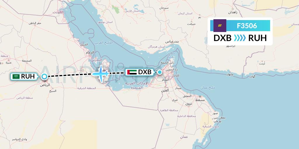 F3506 flydeal Flight Map: Dubai to Riyadh
