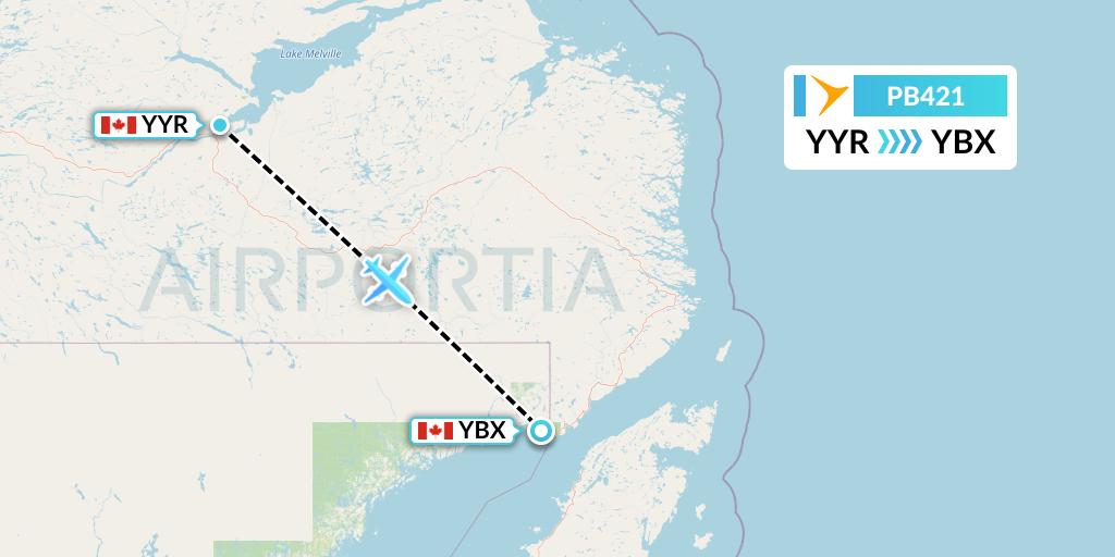 PB421 PAL Airlines Flight Map: Goose Bay to Blanc-Sablon