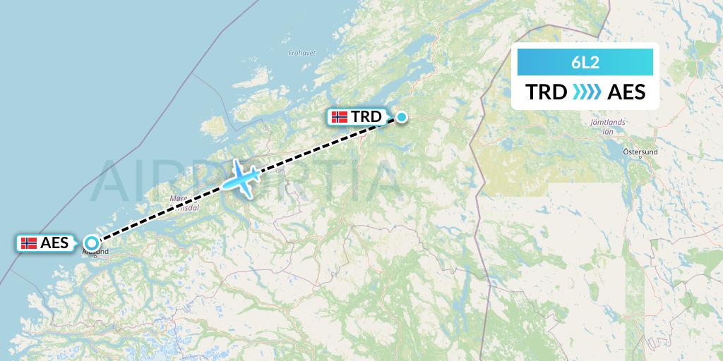 6L2 Aklak Air Flight Map: Trondheim to Alesund