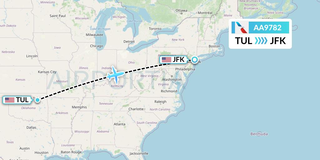 AA9782 American Airlines Flight Map: Tulsa to New York