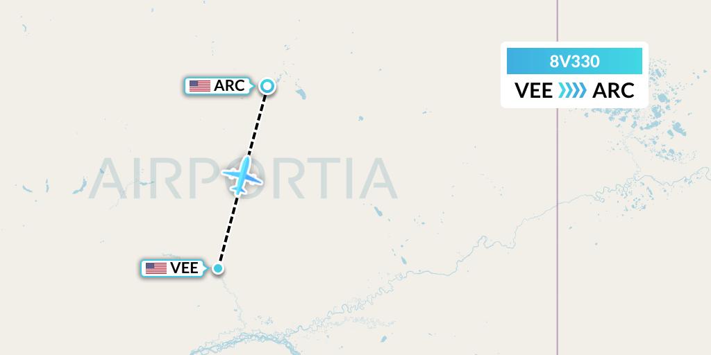 8V330 Wright Air Service Flight Map: Venetie to Arctic Village