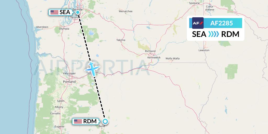 AF2285 Air France Flight Map: Seattle to Redmond