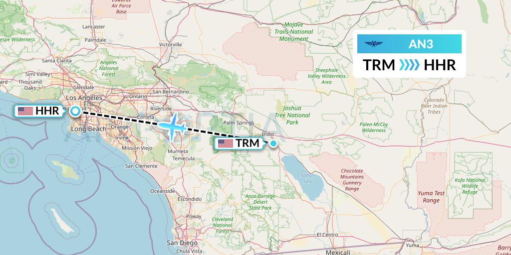 AN3 Advanced Air Flight Map: Thermal to Hawthorne