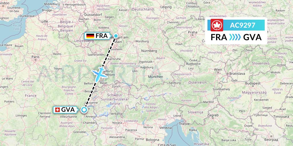 AC9297 Air Canada Flight Map: Frankfurt to Geneva