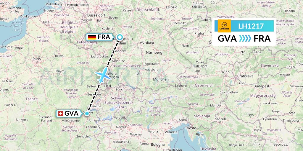 LH1217 Lufthansa Flight Map: Geneva to Frankfurt