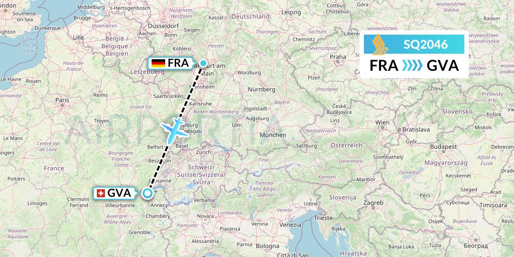 SQ2046 Singapore Airlines Flight Map: Frankfurt to Geneva