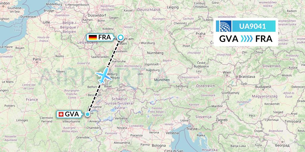 UA9041 United Airlines Flight Map: Geneva to Frankfurt
