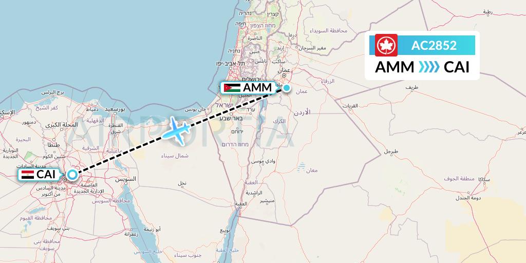 AC2852 Air Canada Flight Map: Amman to Cairo