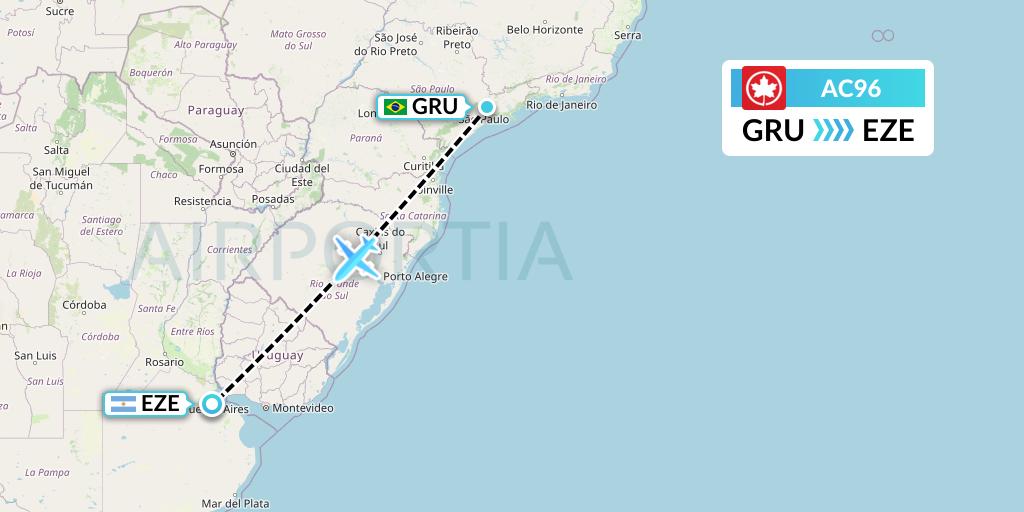 AC96 Air Canada Flight Map: Sao Paulo to Buenos Aires