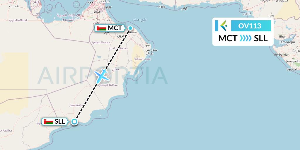 OV113 SalamAir Flight Map: Muscat to Salalah