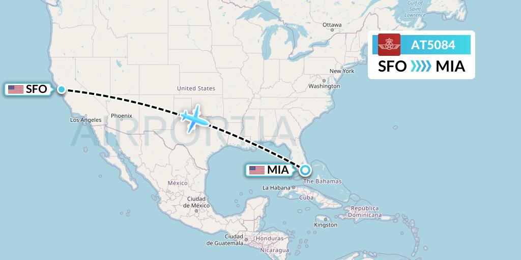 AT5084 Royal Air Maroc Flight Map: San Francisco to Miami