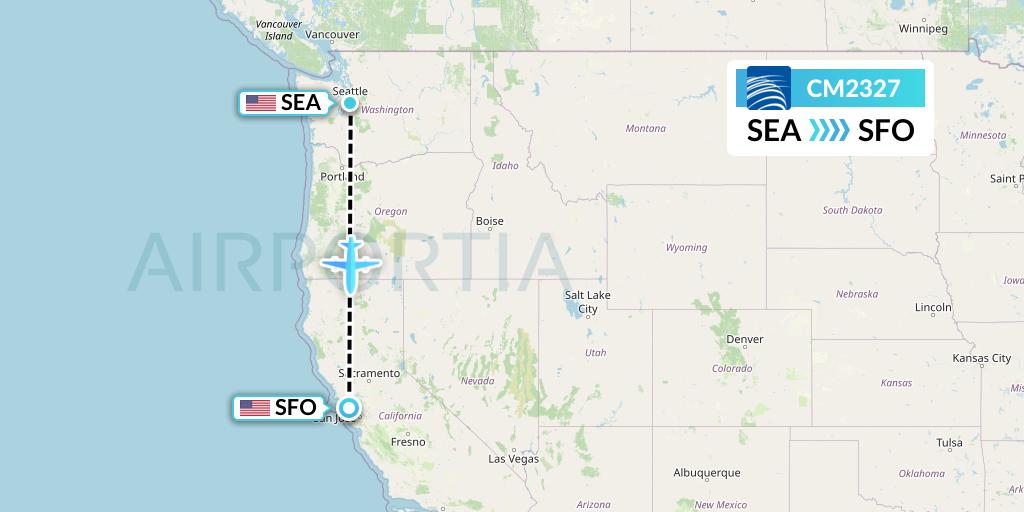 CM2327 Copa Airlines Flight Map: Seattle to San Francisco