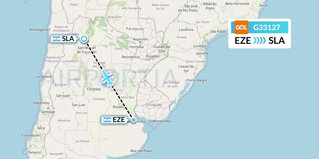 G33127 GOL Transportes Aeros Flight Map: Buenos Aires to Salta