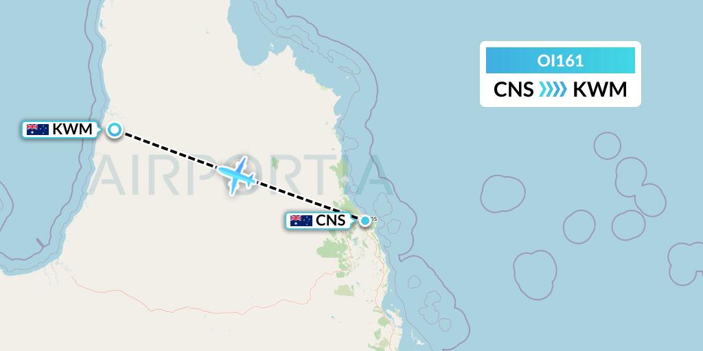 OI161 Hinterland Aviation Flight Map: Cairns to Kowanyama
