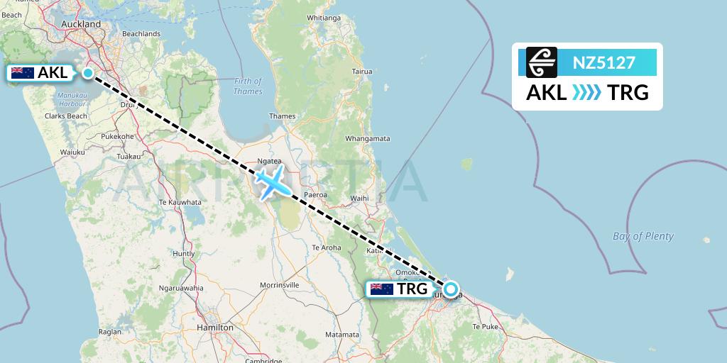 NZ5127 Air New Zealand Flight Map: Auckland to Tauranga