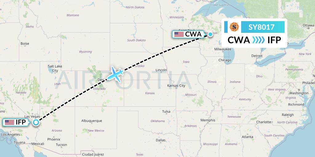 SY8017 Sun Country Airlines Flight Map: Wausau to Bullhead City