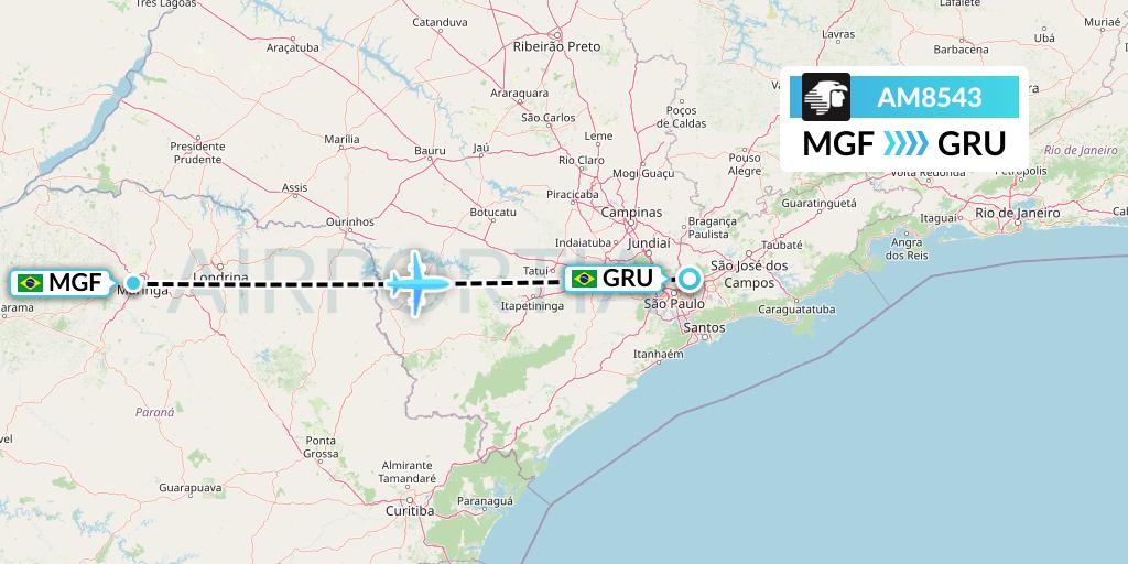 AM8543 Aeromexico Flight Map: Maringa to Sao Paulo
