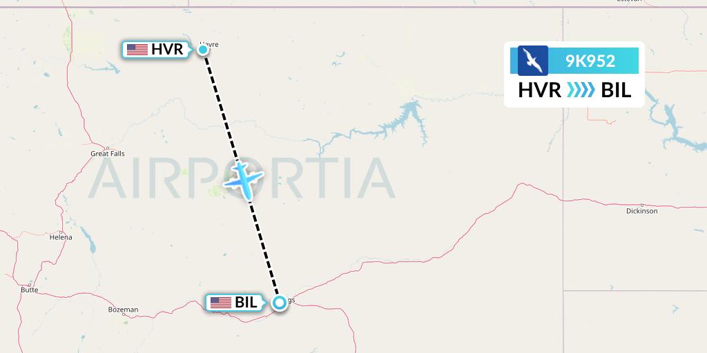 9K952 Cape Air Flight Map: Havre to Billings