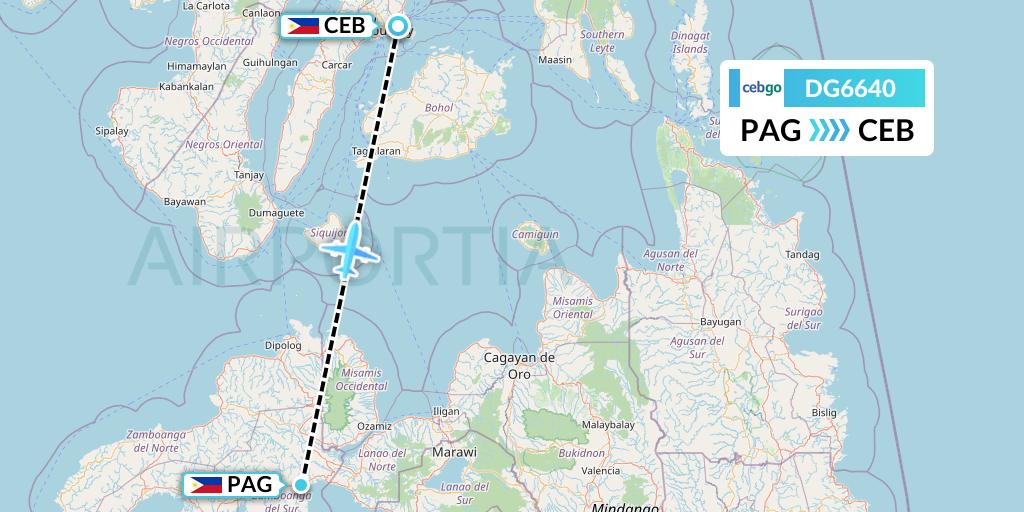 DG6640 Cebgo Flight Map: Pagadian to Cebu