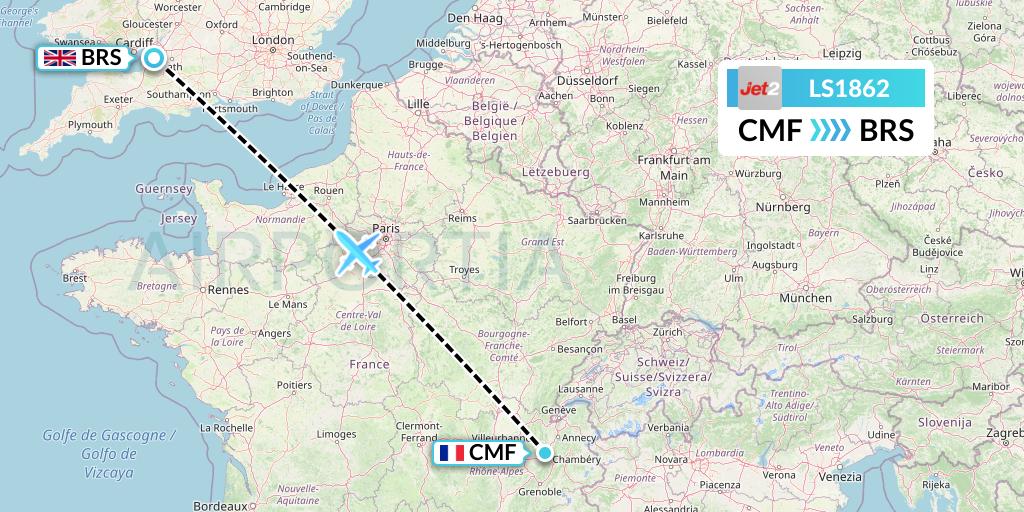 LS1862 Jet2 Flight Map: Chambery to Bristol